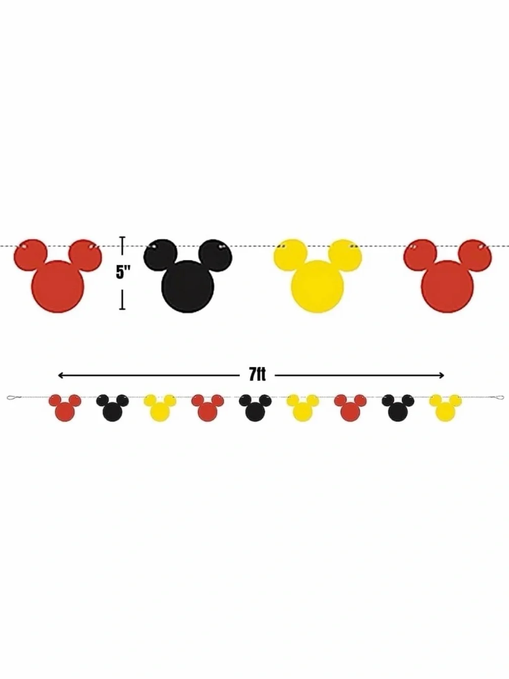 🍭$5 🍭NEW DISNEY Mickey Mouse Party Banner 7 Ft Black Red Yellow